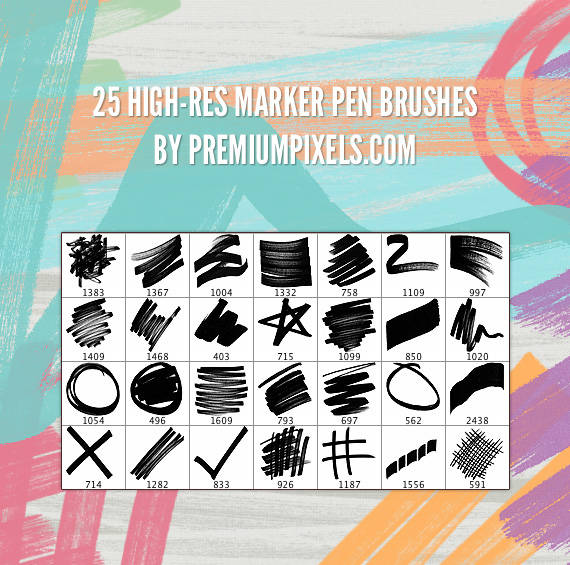 25 High Res Marker Pen Brushes