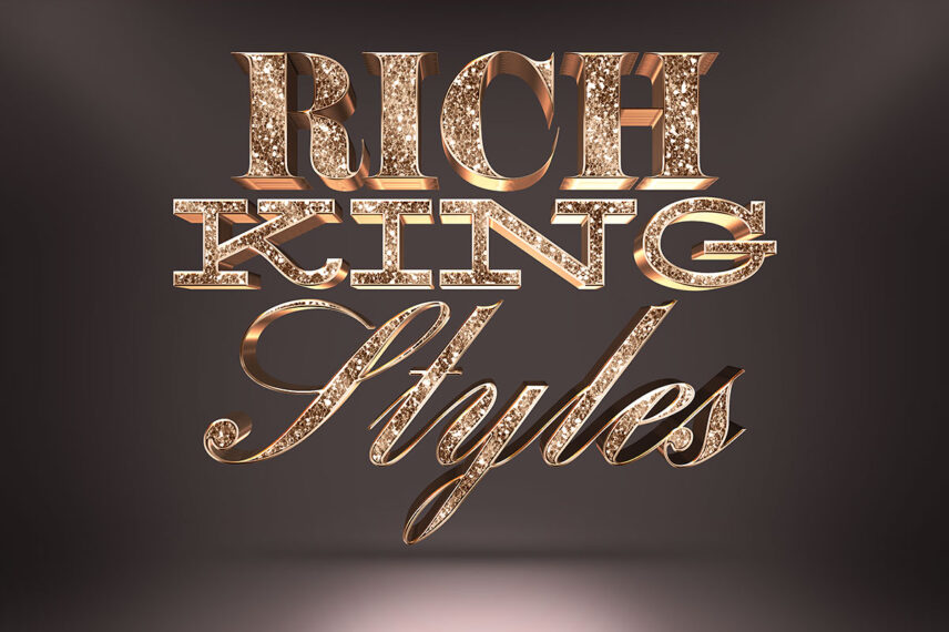 3D Gold Glitter Styles Font