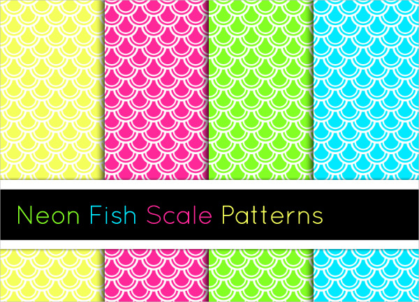 4 Neon Fish Scale Patterns