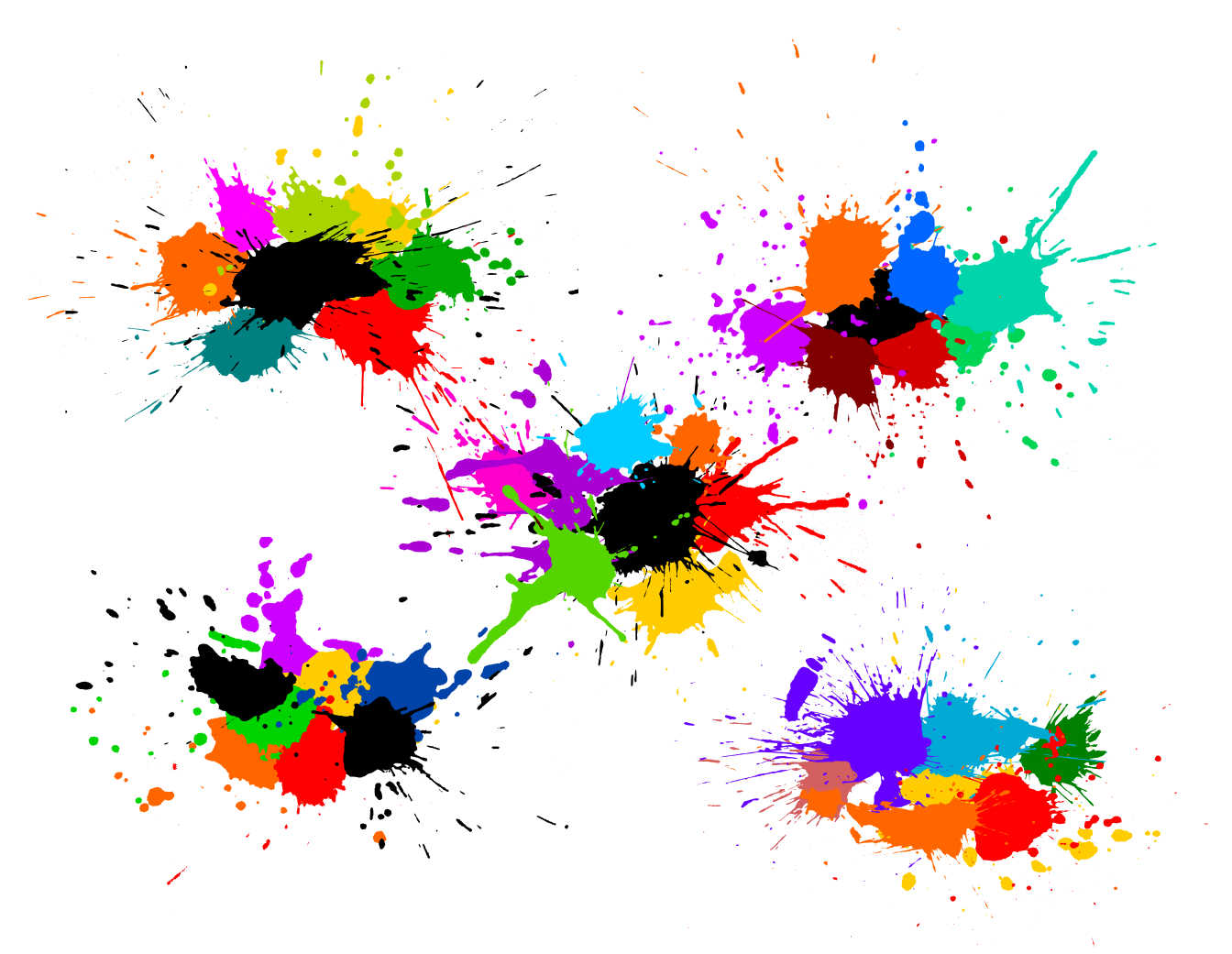 5 Colorful Paint Splash Background Vector