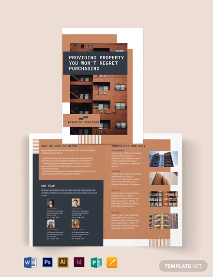 apartment condo bi fold brochure template