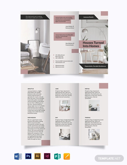 apartment condo community tri fold brochure template