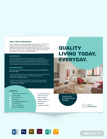 apartment condo sale bi fold brochure template