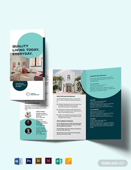 apartment condo sale tri fold brochure template