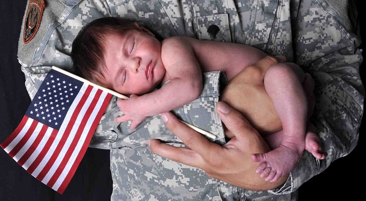 Baby with Flag Patriotic Background