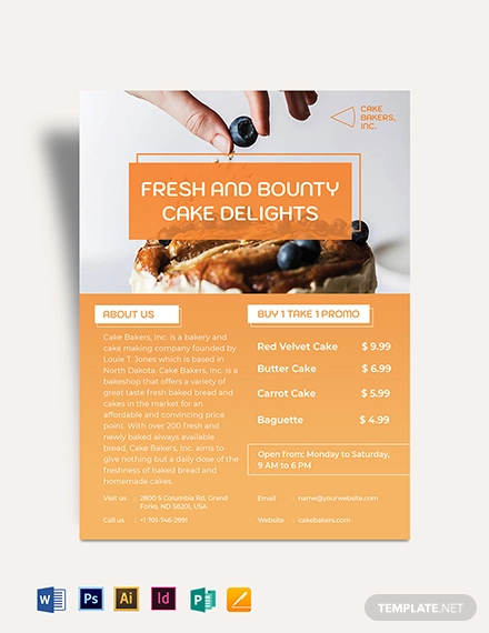 bakery cake shop flyer template