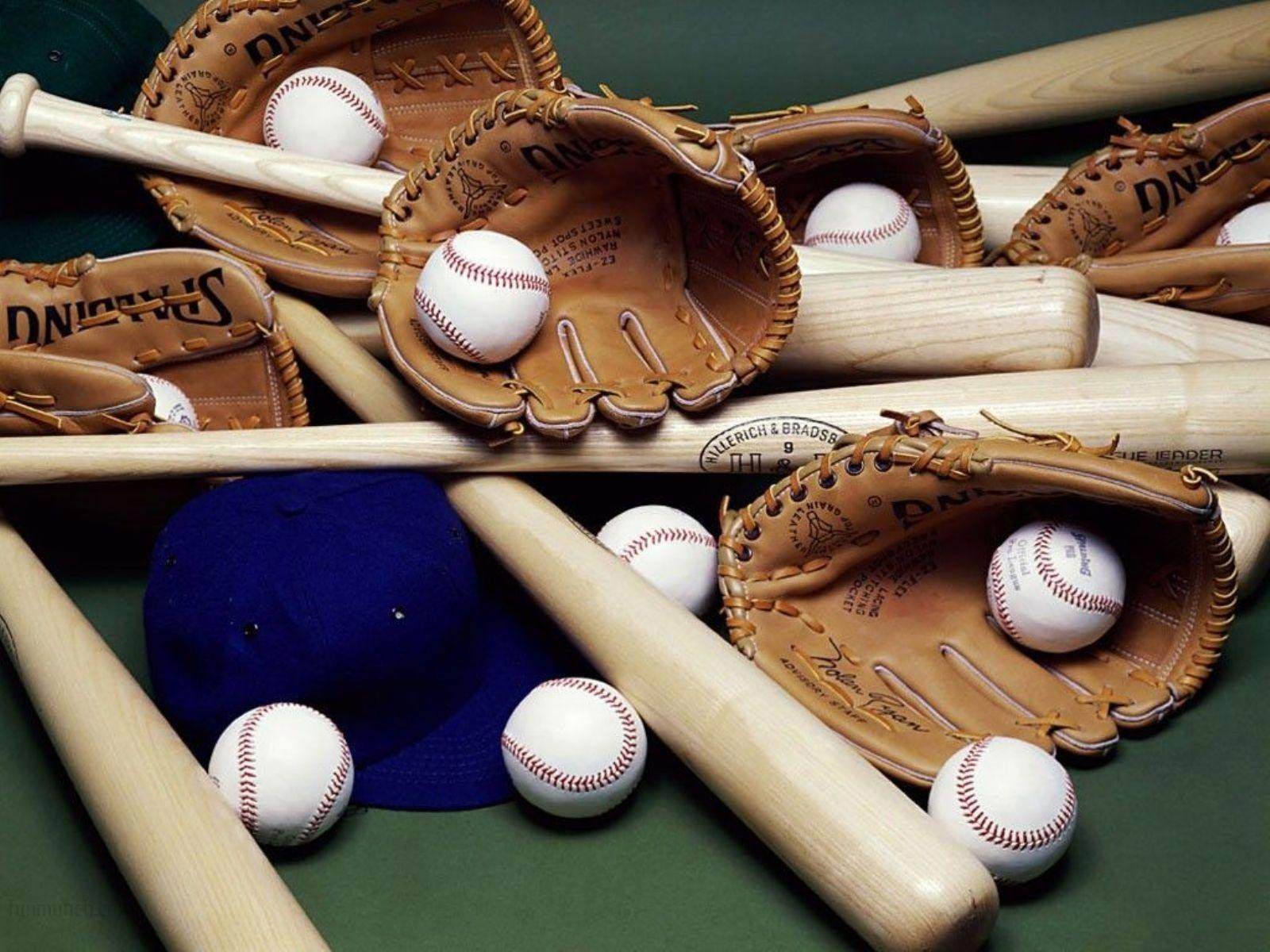  Baseball Bat Ball Cap & Glove Wallpaper