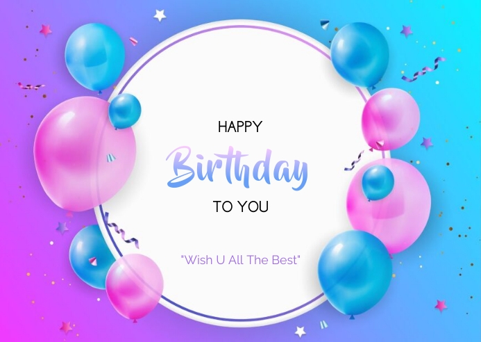 Blue Vivid Happy Birthday Greeting Card