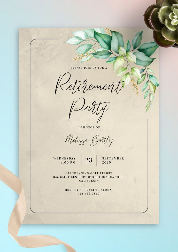 Botanical Dusty Retirement Party Farewell Invitation