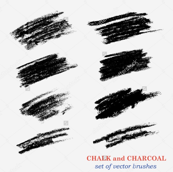 Brushes With Chalk and Charcoal Strokes