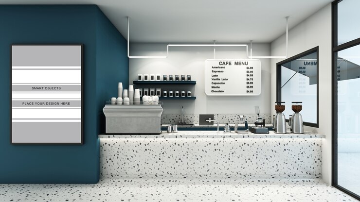 Cafe Shop Inter 3d Render Mock-up