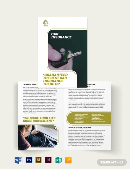 car insurance company bi fold brochure template