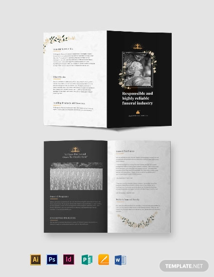 catholic funeral service bi fold brochure template