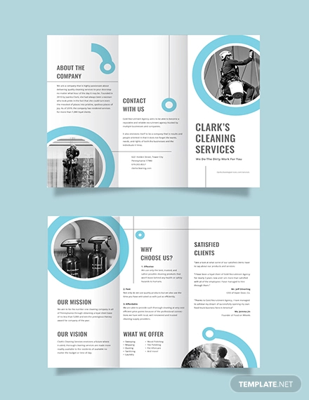 cleaning company tri fold brochure template