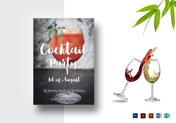 cocktail summer party flyer in psd