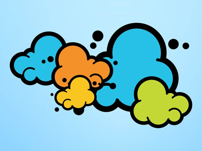 Colorful Cartoon Clouds Free Vector