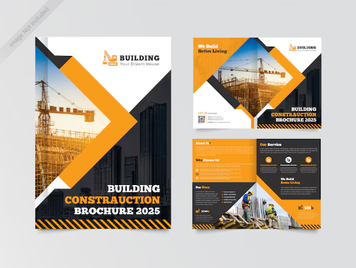 Construction Bi-fold Brochure Design Template