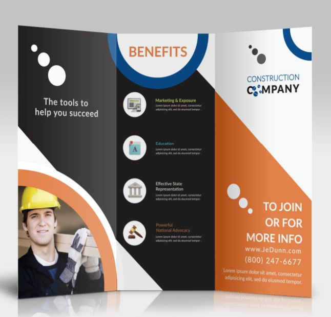 Construction Company Stationary Tri Fold Brochure Design