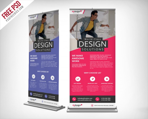 Corporate Outdoor Roll-Up Banner Free PSD