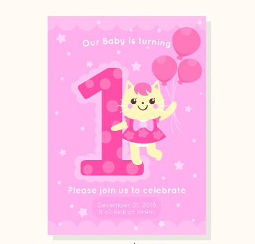 Cute First Birthday Card Template