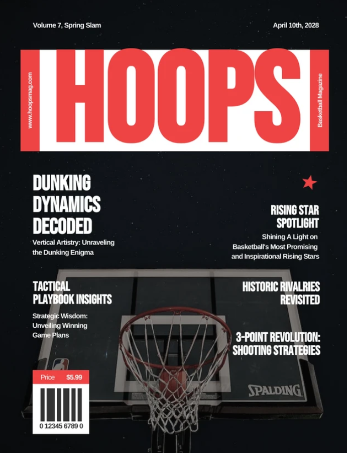 Dark Red White Sports Magazine Cover