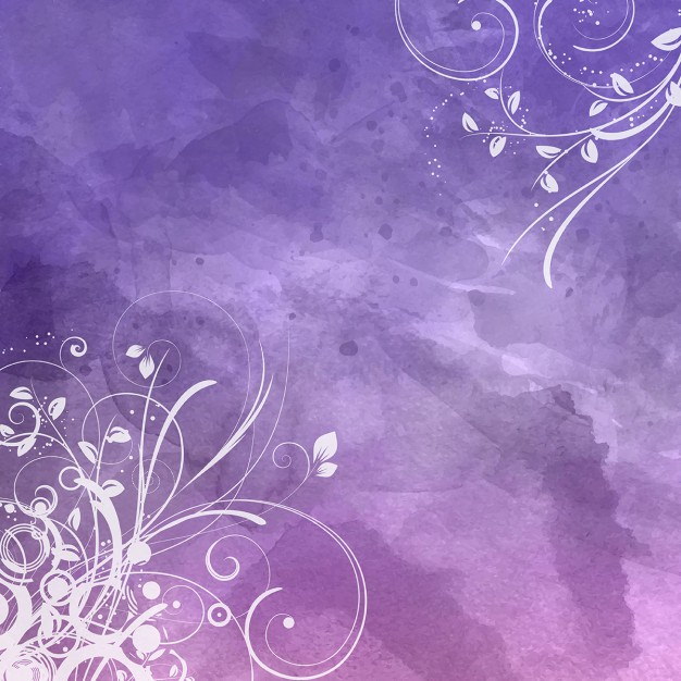 Decorative Floral Design on Purple Watercolor Background