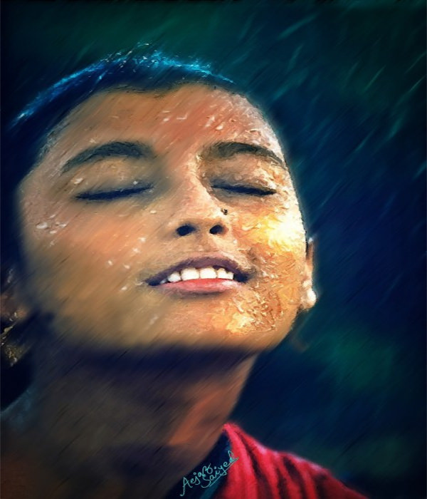 Digital Painting Of Rain Portrait