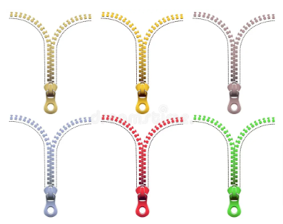 Download Free Vector collection of six colorful zipper fasteners