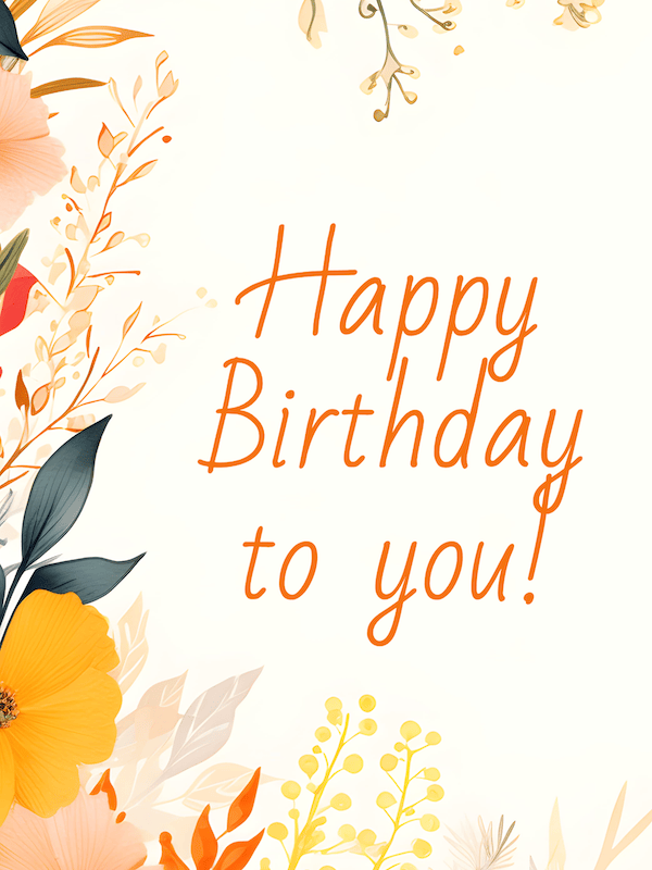 Editable Elegant Flower Birthday Card