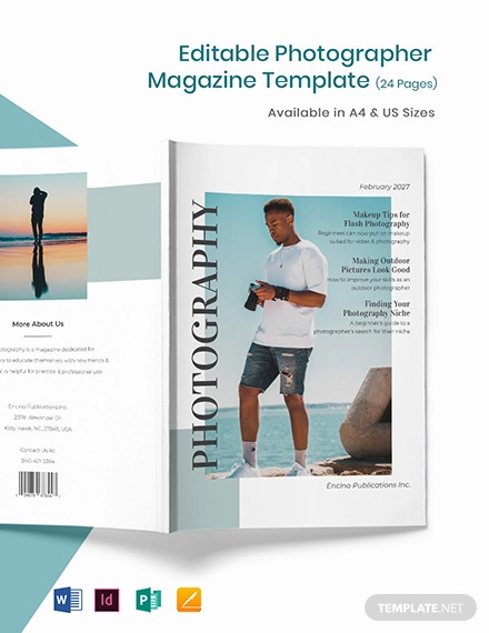 editable photographer magazine template