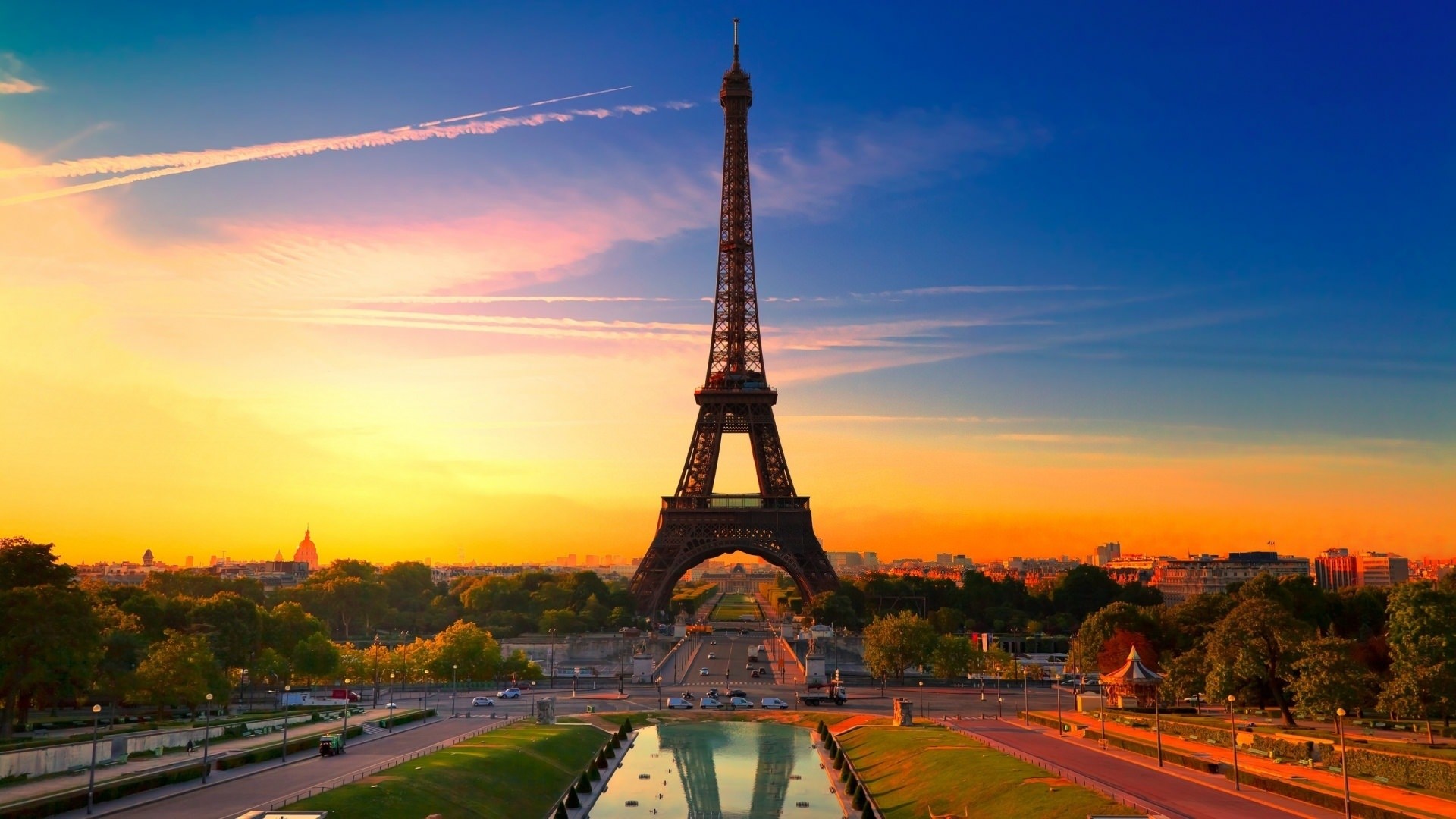 Eiffel Tower at Dawn Paris Background