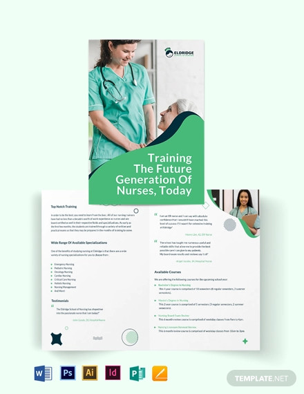 eldridge school of nursing bi fold brochure template