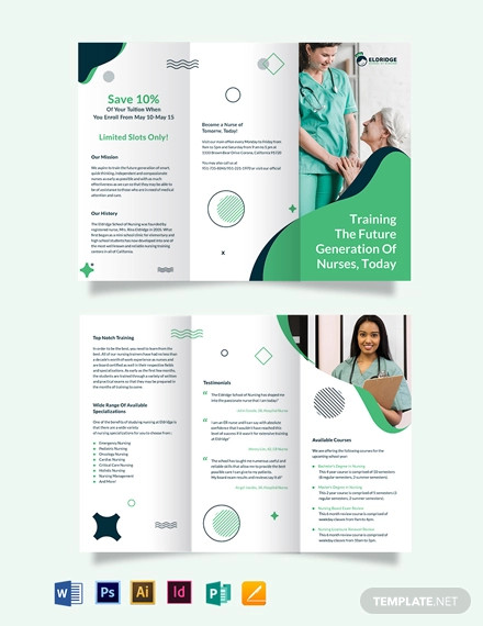 eldridge school of nursing tri fold brochure template