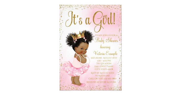 Ethnic Princess Gold Baby Shower Card