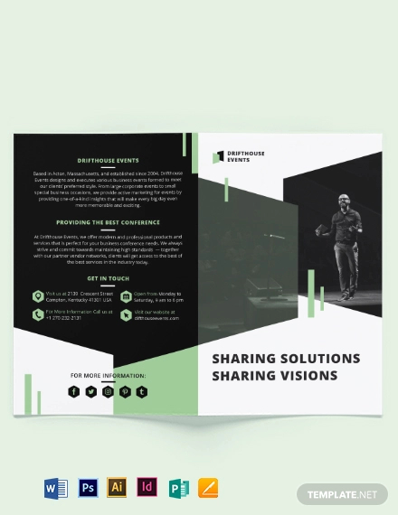 event conference bi fold brochure template