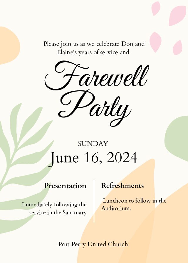 Farewell Party at Port Perry United Church