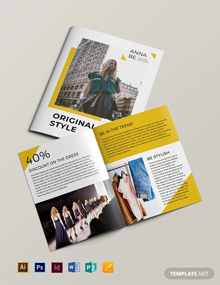 fashion designer bi fold brochure template