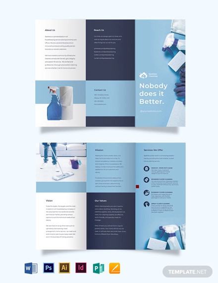 floor cleaning service tri fold brochure template