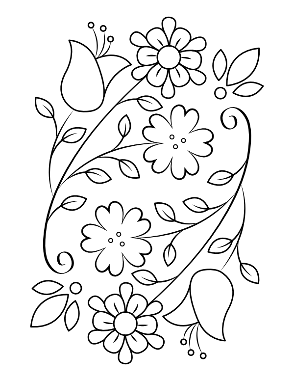 Floral Coloring Page for Free