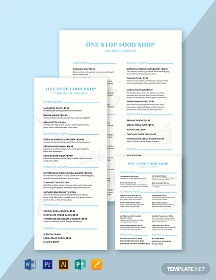 food and drinks menu template