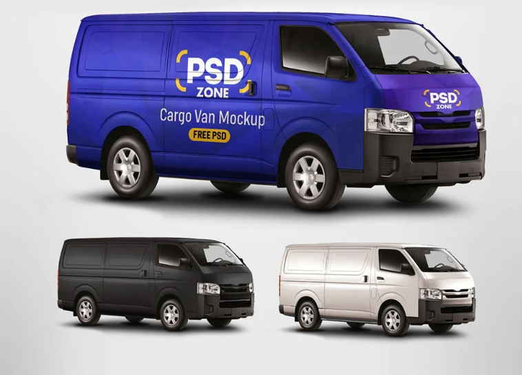 Free Cargo Van Mockup PSD