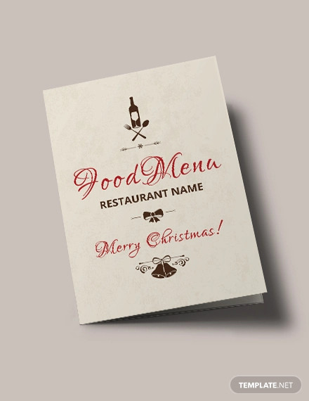 free christmas bi fold menu brochure template