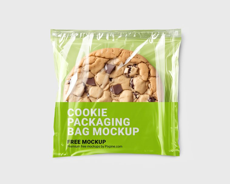 Free Clear Cellophane Cookie Packaging Bag Mockup