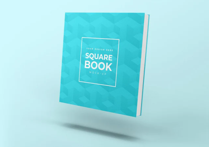 Free Floating Square Book Cover Mockup 