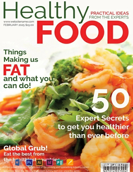 free healthy food magazine cover template