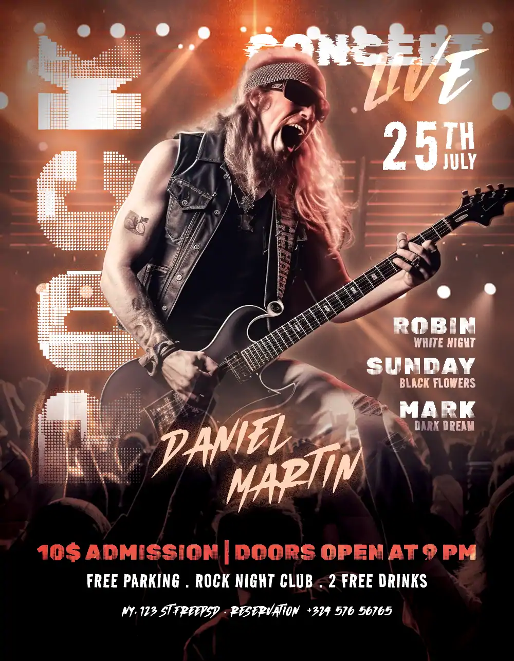 Free Live Rock Concert Flyer Template