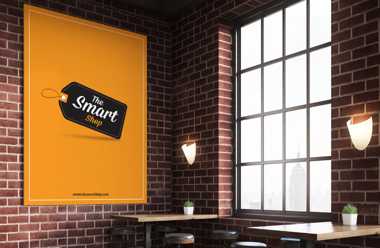 Free Restaurant Indoor Poster Mockup