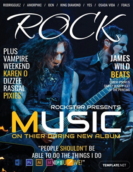 free rock music magazine cover template