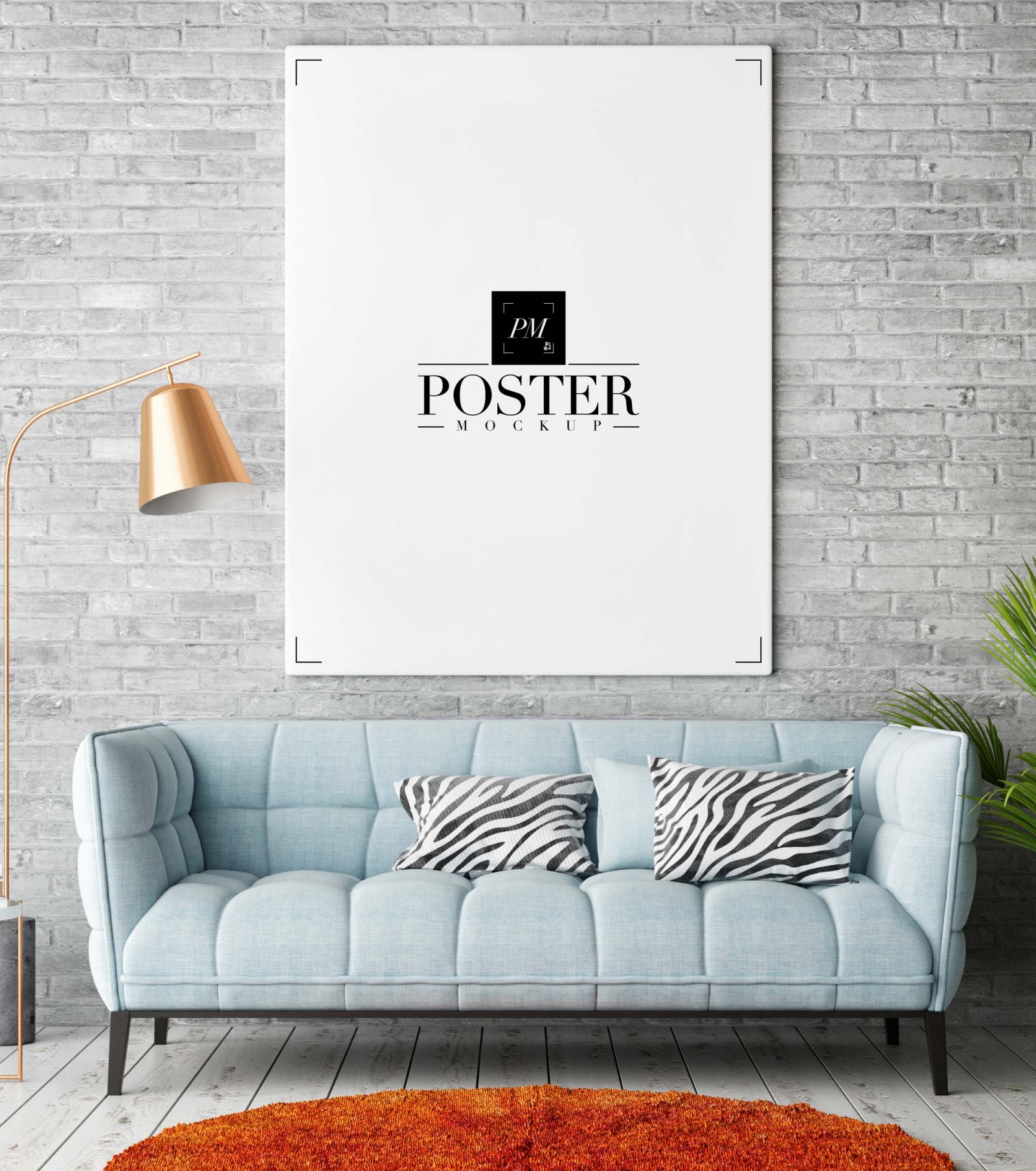 Free Room Interior Poster Mockup (PSD)