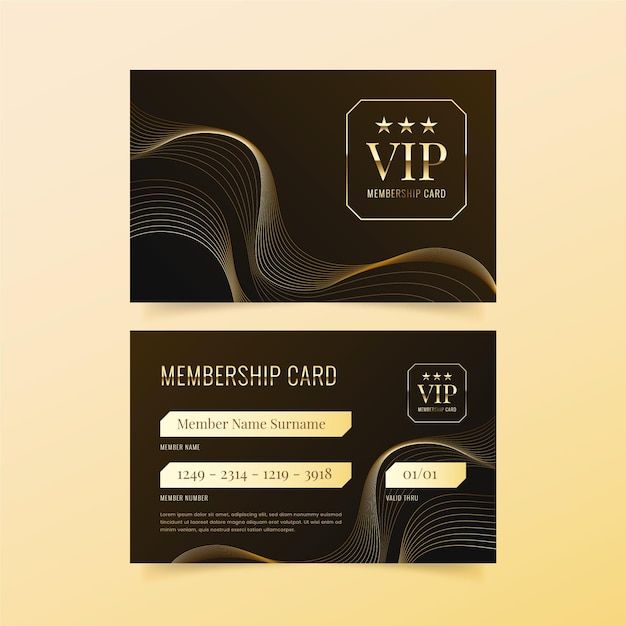 Free Vector Gradient Membership Cards Template